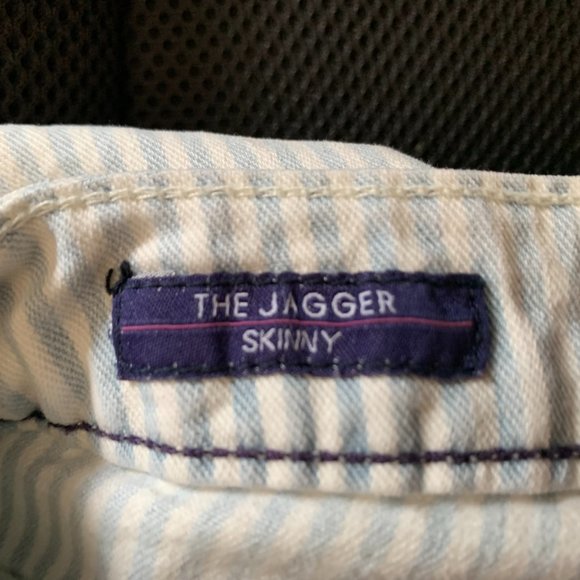 Vigoss Women's size 28W/29L Blue & White  "The Jagger" Skinny Striped Jeans - Picture 8 of 10